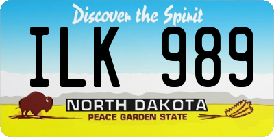 ND license plate ILK989