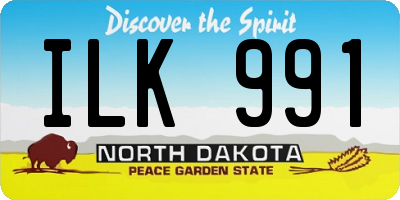 ND license plate ILK991