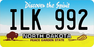 ND license plate ILK992