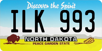 ND license plate ILK993