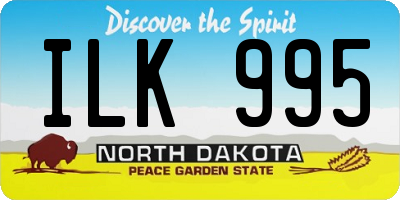 ND license plate ILK995