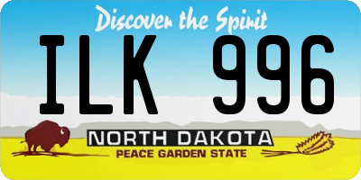 ND license plate ILK996