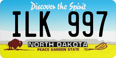 ND license plate ILK997