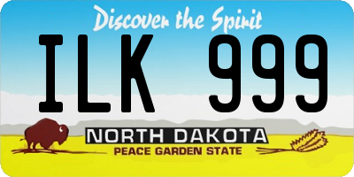 ND license plate ILK999
