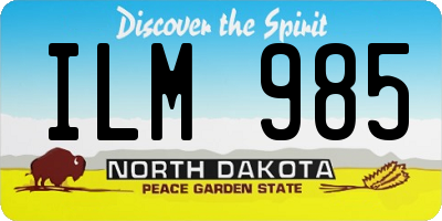 ND license plate ILM985