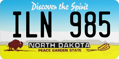 ND license plate ILN985
