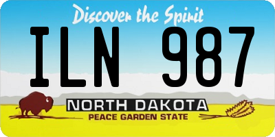 ND license plate ILN987