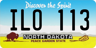 ND license plate ILO113