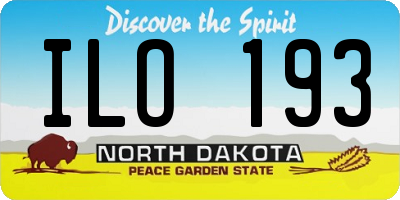 ND license plate ILO193