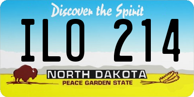 ND license plate ILO214