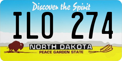 ND license plate ILO274