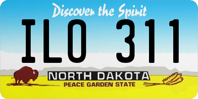 ND license plate ILO311