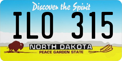 ND license plate ILO315