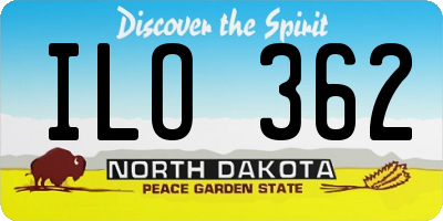 ND license plate ILO362