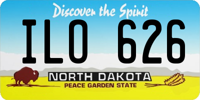 ND license plate ILO626