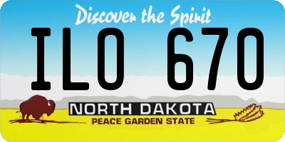 ND license plate ILO670