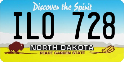 ND license plate ILO728