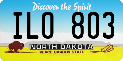 ND license plate ILO803