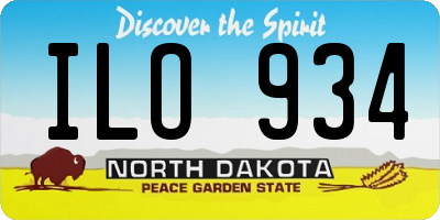 ND license plate ILO934