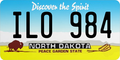 ND license plate ILO984