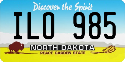 ND license plate ILO985