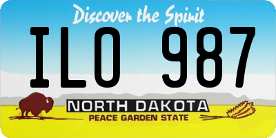 ND license plate ILO987