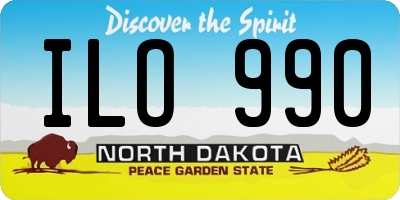 ND license plate ILO990