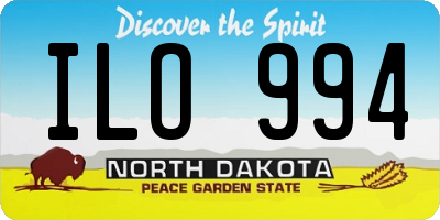 ND license plate ILO994