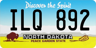 ND license plate ILQ892
