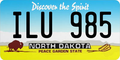 ND license plate ILU985