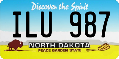 ND license plate ILU987