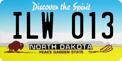ND license plate ILW013