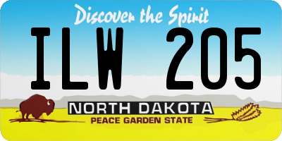 ND license plate ILW205