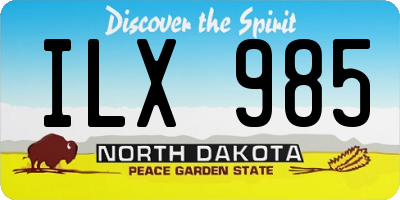 ND license plate ILX985