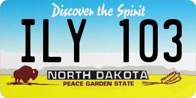 ND license plate ILY103