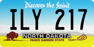 ND license plate ILY217