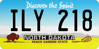 ND license plate ILY218