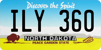 ND license plate ILY360