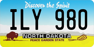 ND license plate ILY980