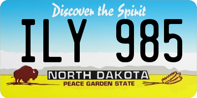 ND license plate ILY985