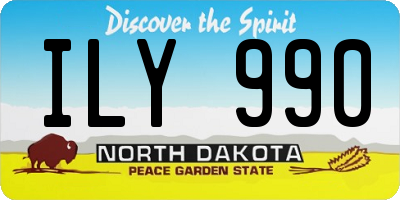 ND license plate ILY990