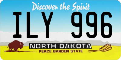 ND license plate ILY996