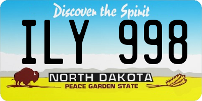 ND license plate ILY998