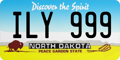ND license plate ILY999