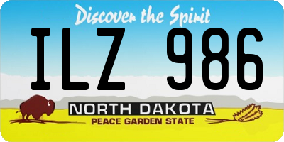 ND license plate ILZ986