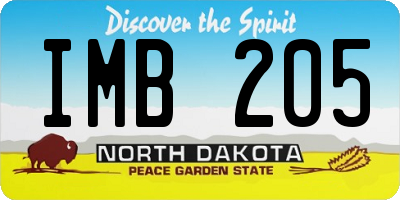ND license plate IMB205