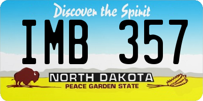 ND license plate IMB357