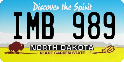 ND license plate IMB989
