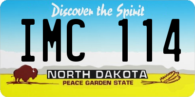 ND license plate IMC114