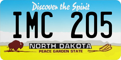 ND license plate IMC205